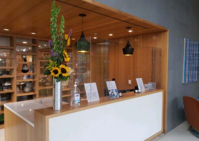 Clear custom protective barrier for business office front desk reception